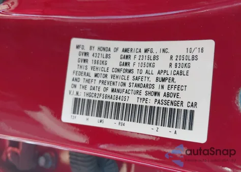 2017 Honda Accord Sport из США, поврежденный, VIN 1HGCR2F56HA084057